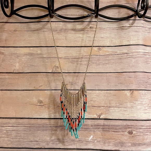*FREE w purchase* or $8 - Beaded Tribal Fringe Necklace - Picture 6 of 14